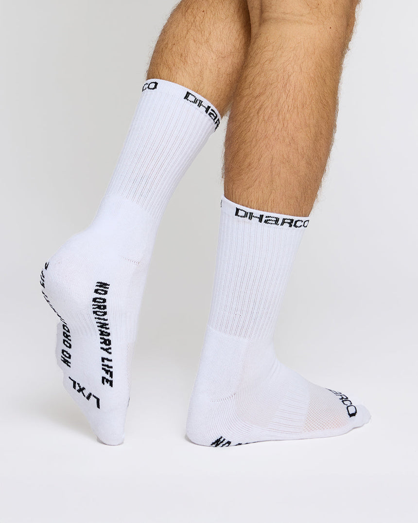 3 Pack: White | Crew Socks | UNISEX ACCESSORIES | DHaRCO | Image 2 of 2