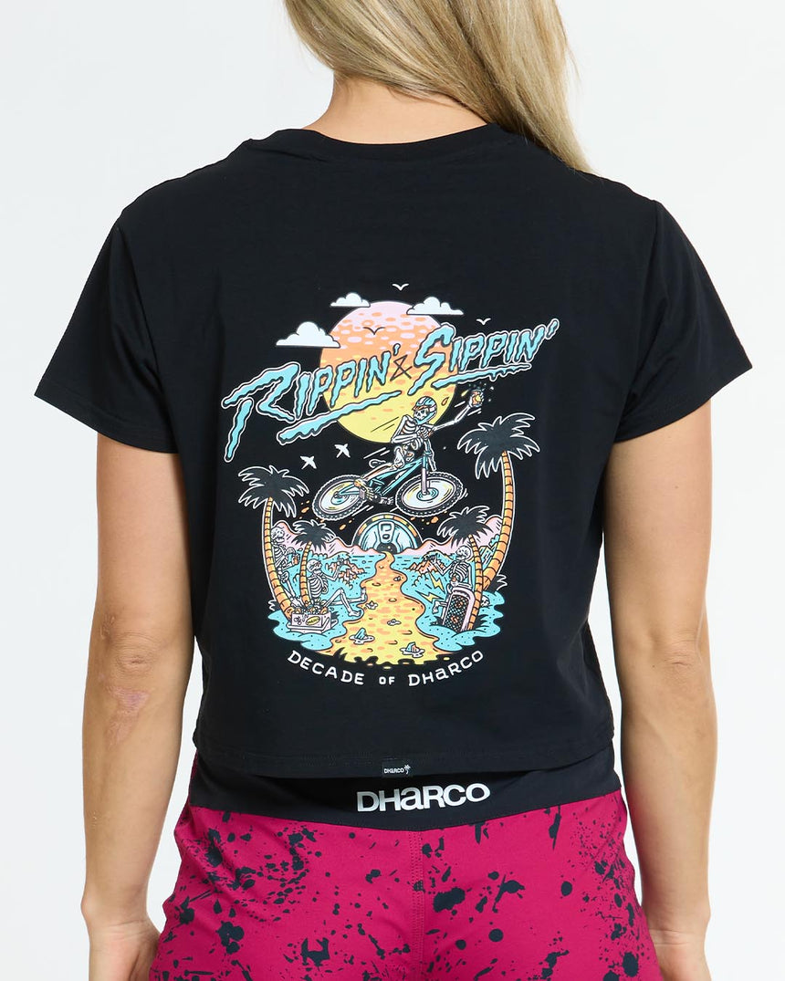 Womens Cotton Crop | Decade of DHaRCO Black | Short Sleeves | WOMENS TOPS | DHaRCO | Image 3 of 6