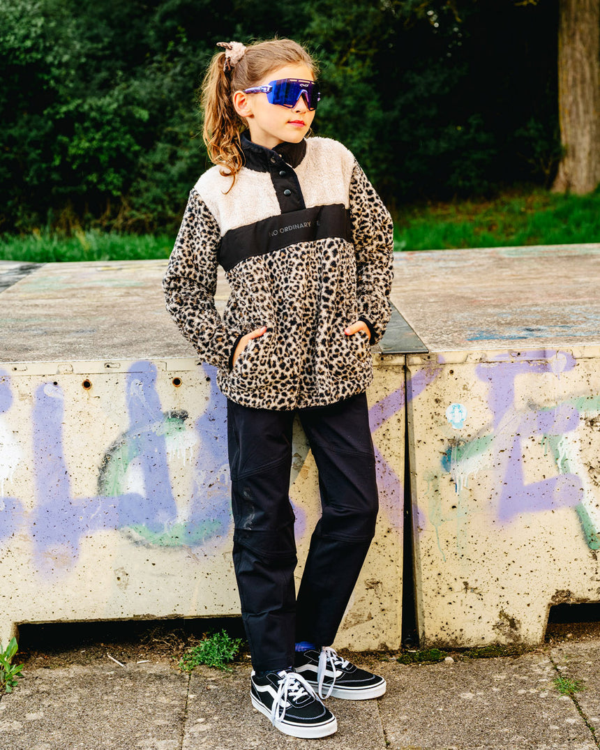 Youth Sherpa Half Zip Fleece | Leopard
