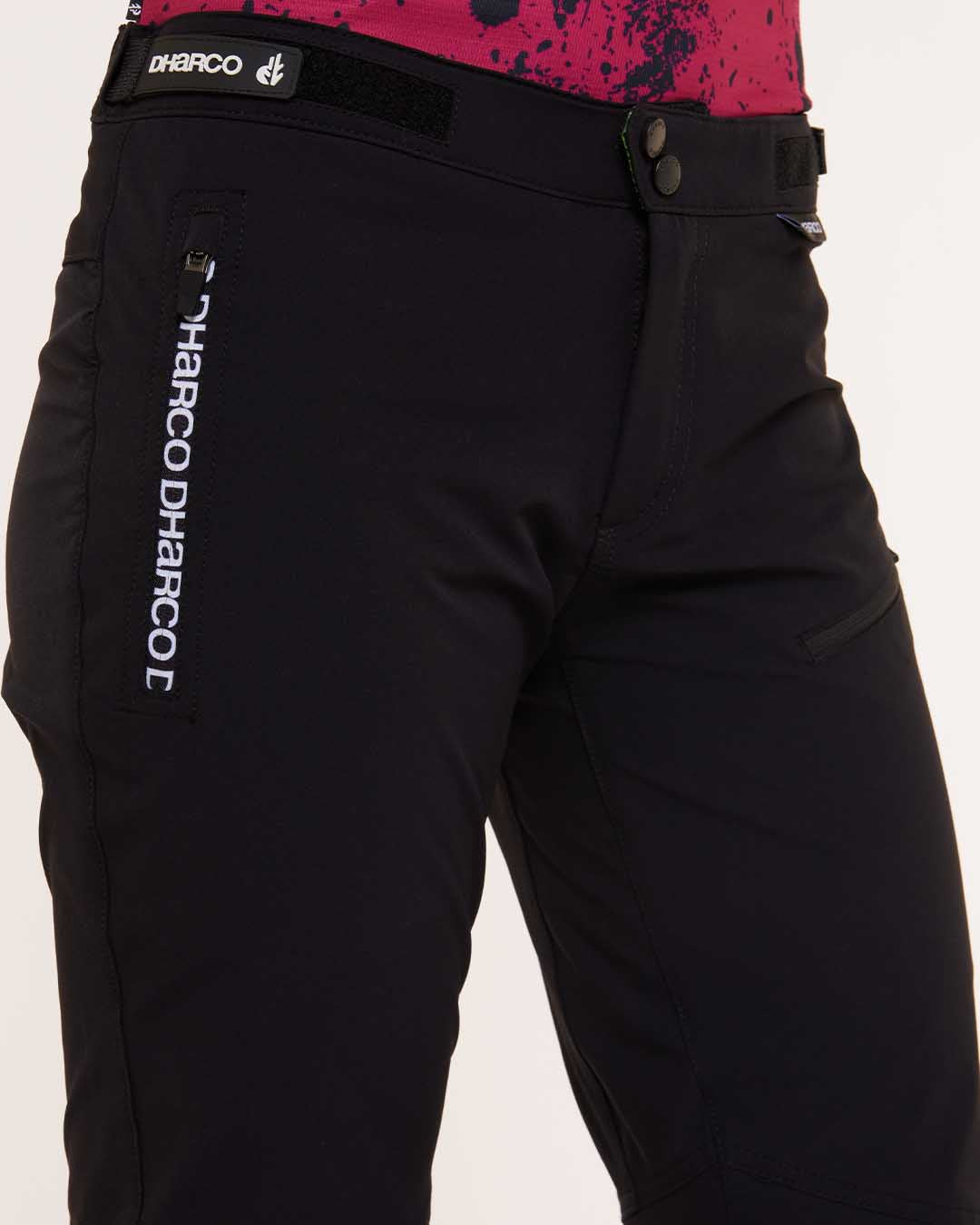 BLACK WOMEN'S FABRIC PANTS WITH POCKETS